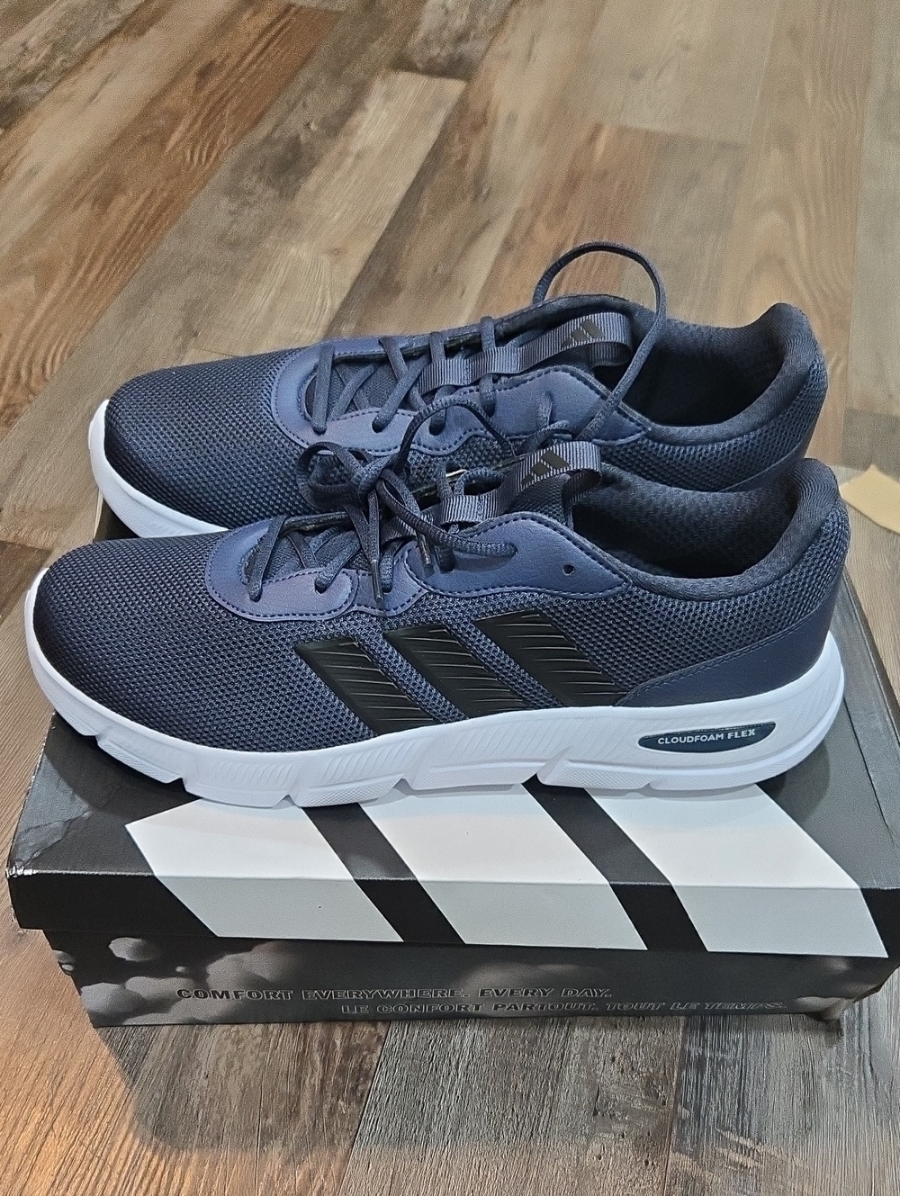 adidas Navy Athletic Running Shoes with White Midsole